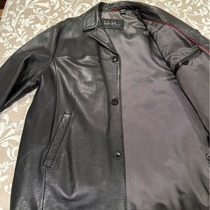 Nicole Miller Men’s Leather Jacket/Coat - Color:Black Leather - Size:Large
